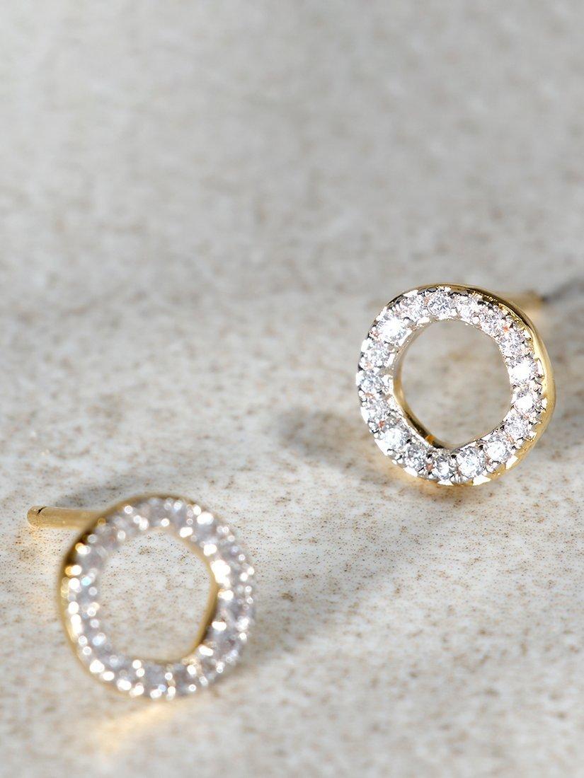 Mint Velvet Cubic Zirconia Circle Stud Earrings, Gold