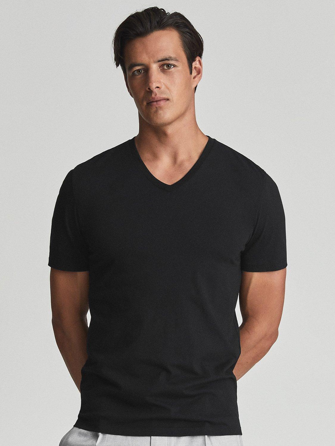 Reiss Dayton V Neck Jersey Top, Black