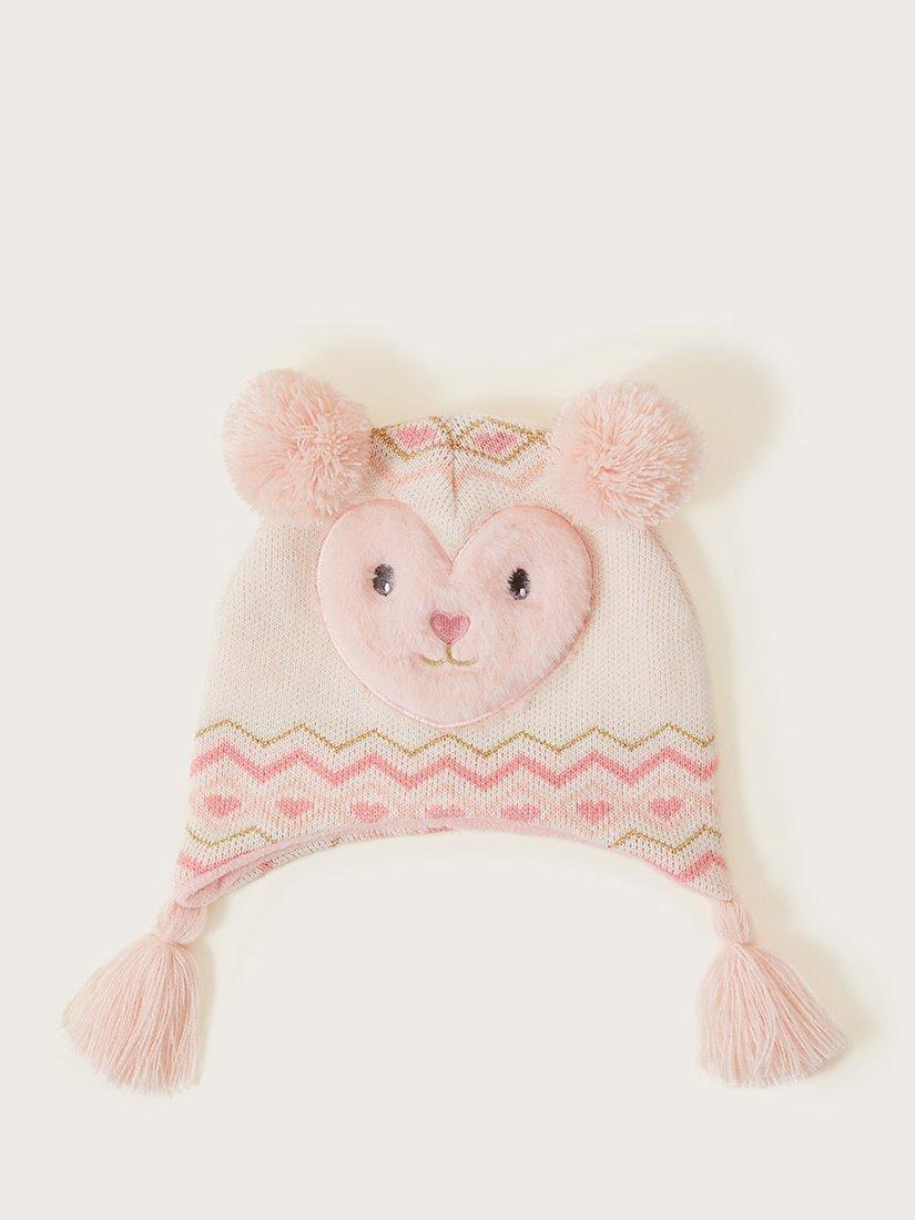 Monsoon Baby Nepal Snow Bear Pom Pom Hat, Pink/Multi
