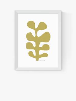 EAST END PRINTS Dan Hobday 'Seaweed Mustard' Framed Print, White Frame