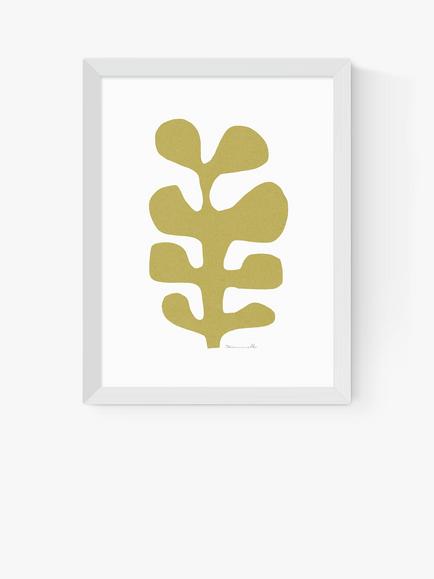 EAST END PRINTS Dan Hobday 'Seaweed Mustard' Framed Print, White Frame