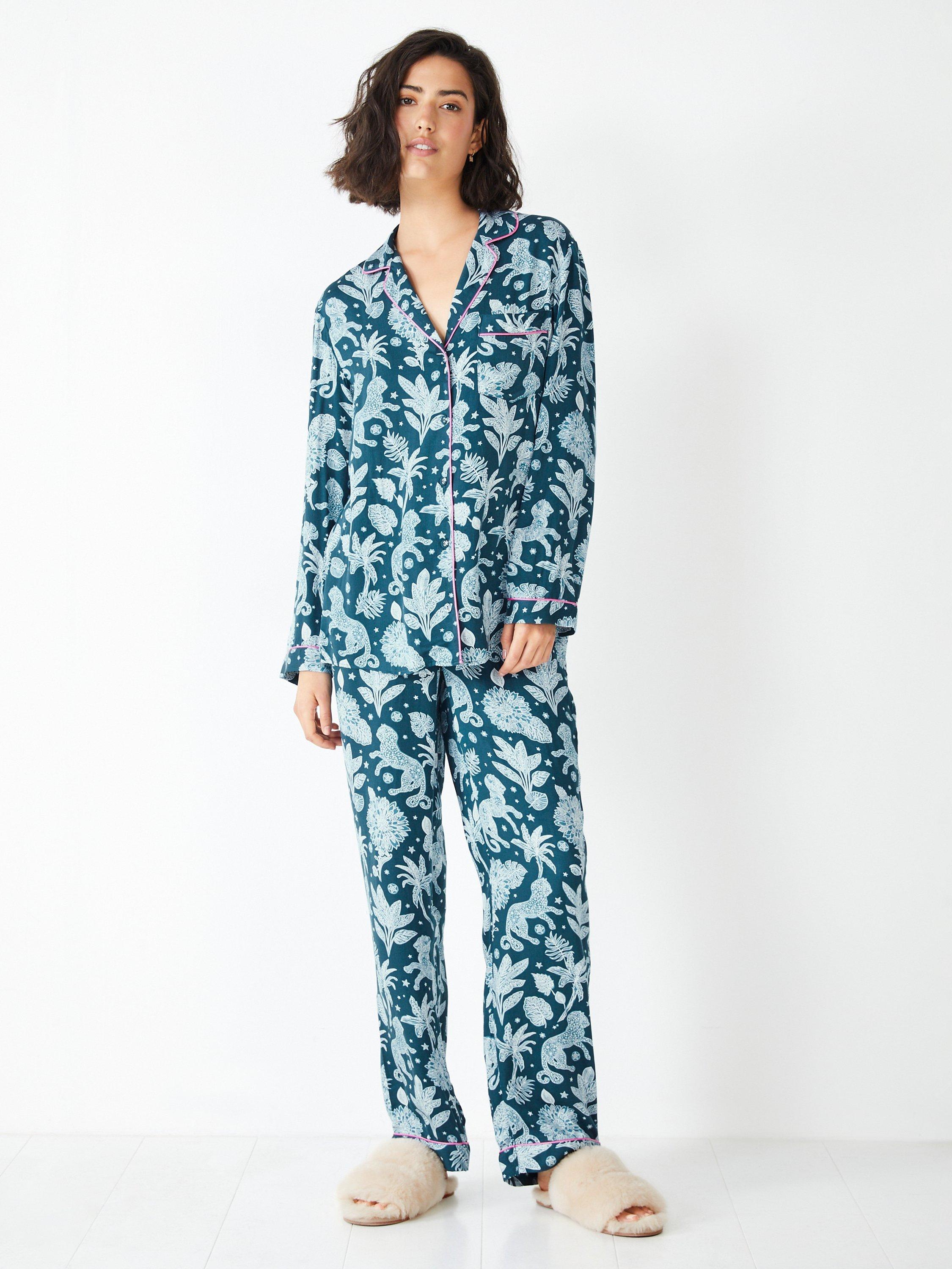 HUSH Aoife Mystical Animal Shirt Pyjama Set, Teal