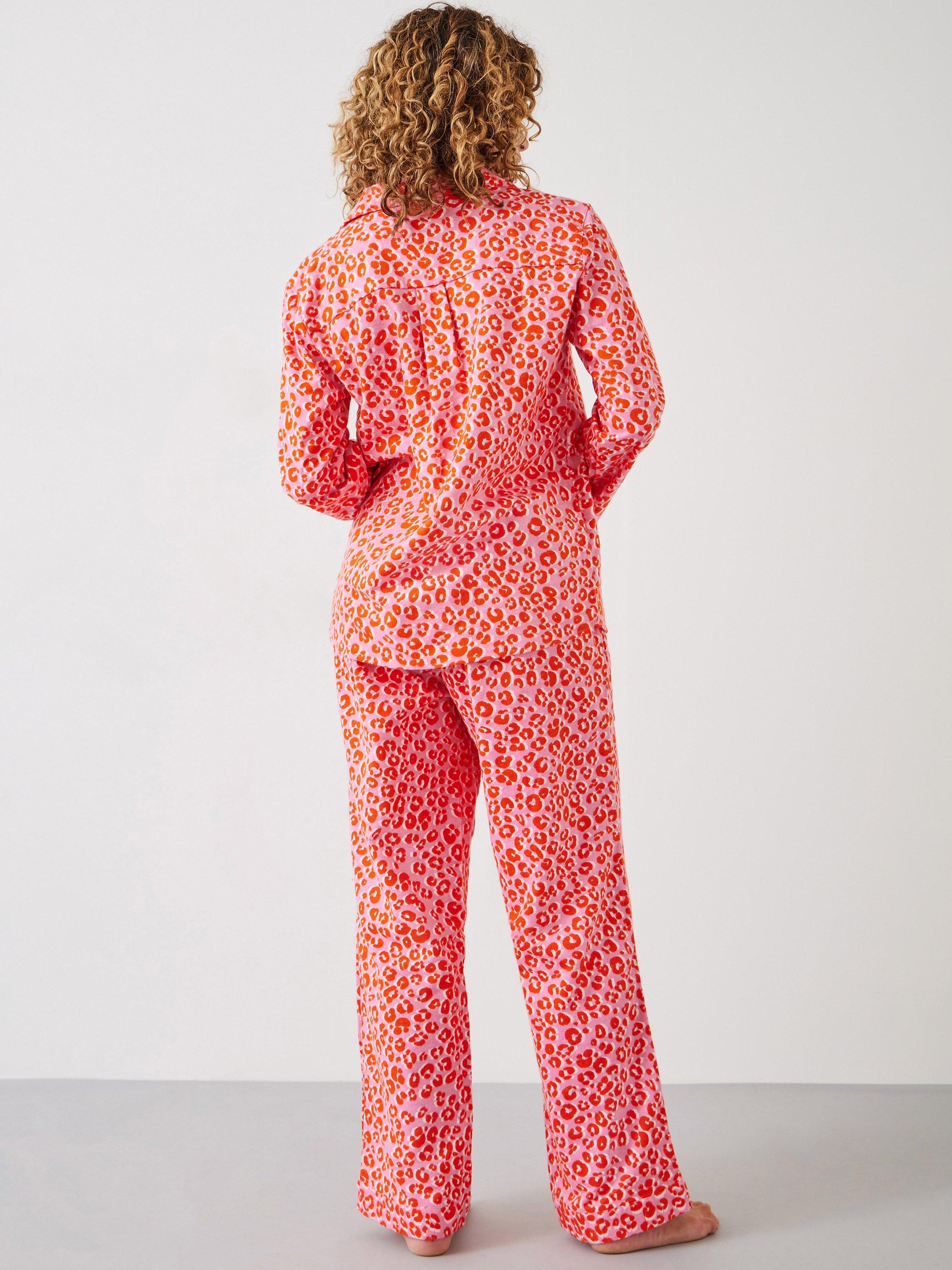 Product image 3 of 5, which shows HUSH Liv Leopard Print Shirt Pyjama Set, Pink, XXS Long