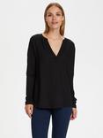 KAFFE Calina Long Sleeve V-Neck Top, Black