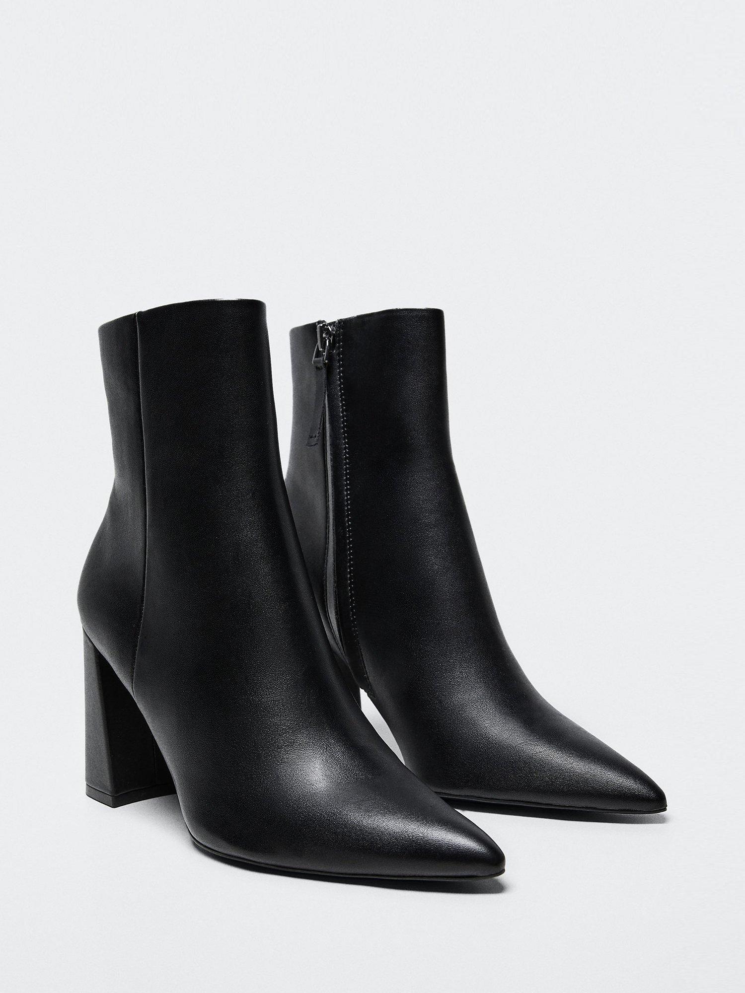 Mango Giro Faux-Leather Block Heel Ankle Boots