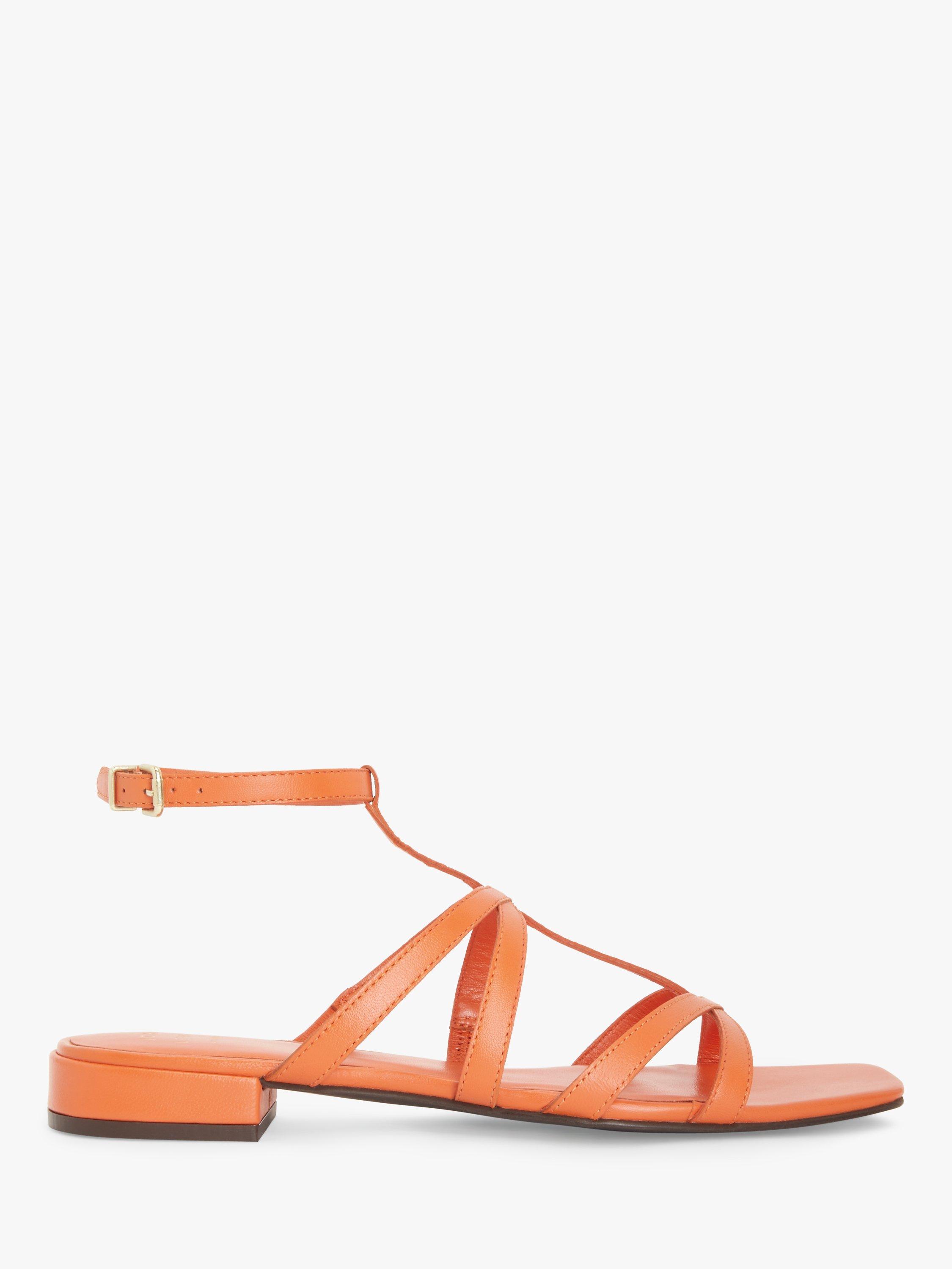 John Lewis Norway Leather Pop Gladiator Strappy Sandals, Orange Sheep Nappa