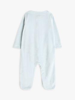 John Lewis Baby Elephant Velour Sleepsuit, Blue - view 2, Blue