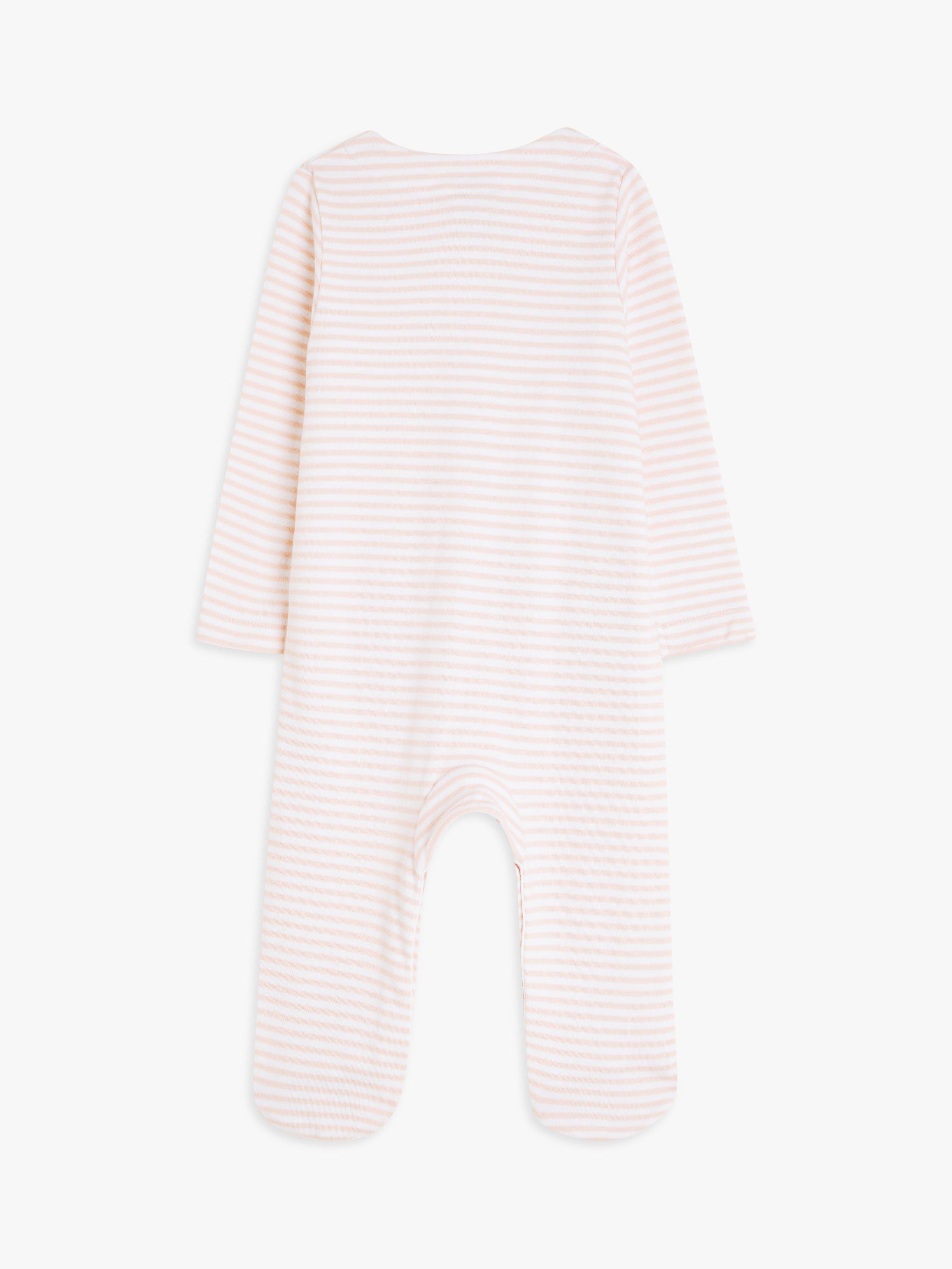 John Lewis Baby Elephant Stripe Bodysuit, Pink/Multi, Tiny Baby