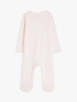 John Lewis Baby Elephant Stripe Bodysuit, Pink/Multi - view 2, Pink/Multi
