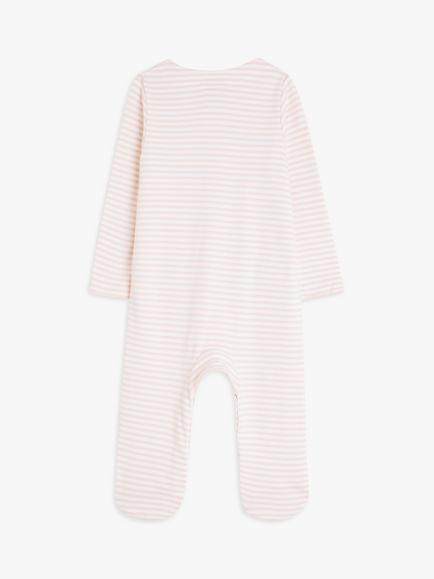 John Lewis Baby Elephant Stripe Bodysuit, Pink/Multi - view 2, Pink/Multi