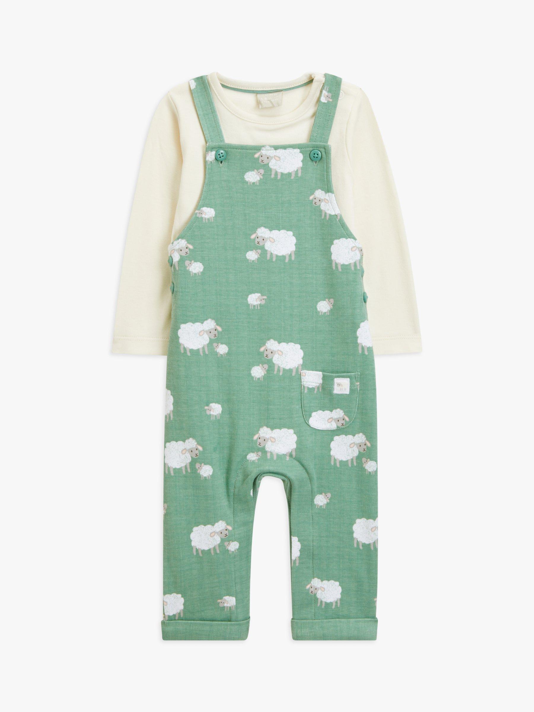 John Lewis Baby Sheep Dungaree & Bodysuit Set, Multi