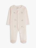 John Lewis Baby Sheep Velour Sleepsuit, Pink