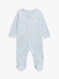 John Lewis Baby Elephant Stripe Sleepsuit, Blue/Multi