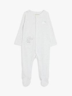 John Lewis Baby Striped Elephant Sleepsuit, Grey/Multi, Grey/Multi