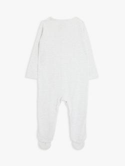 John Lewis Baby Striped Elephant Sleepsuit, Grey/Multi - view 2, Grey/Multi