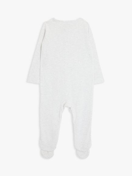 John Lewis Baby Striped Elephant Sleepsuit, Grey/Multi - view 2, Grey/Multi
