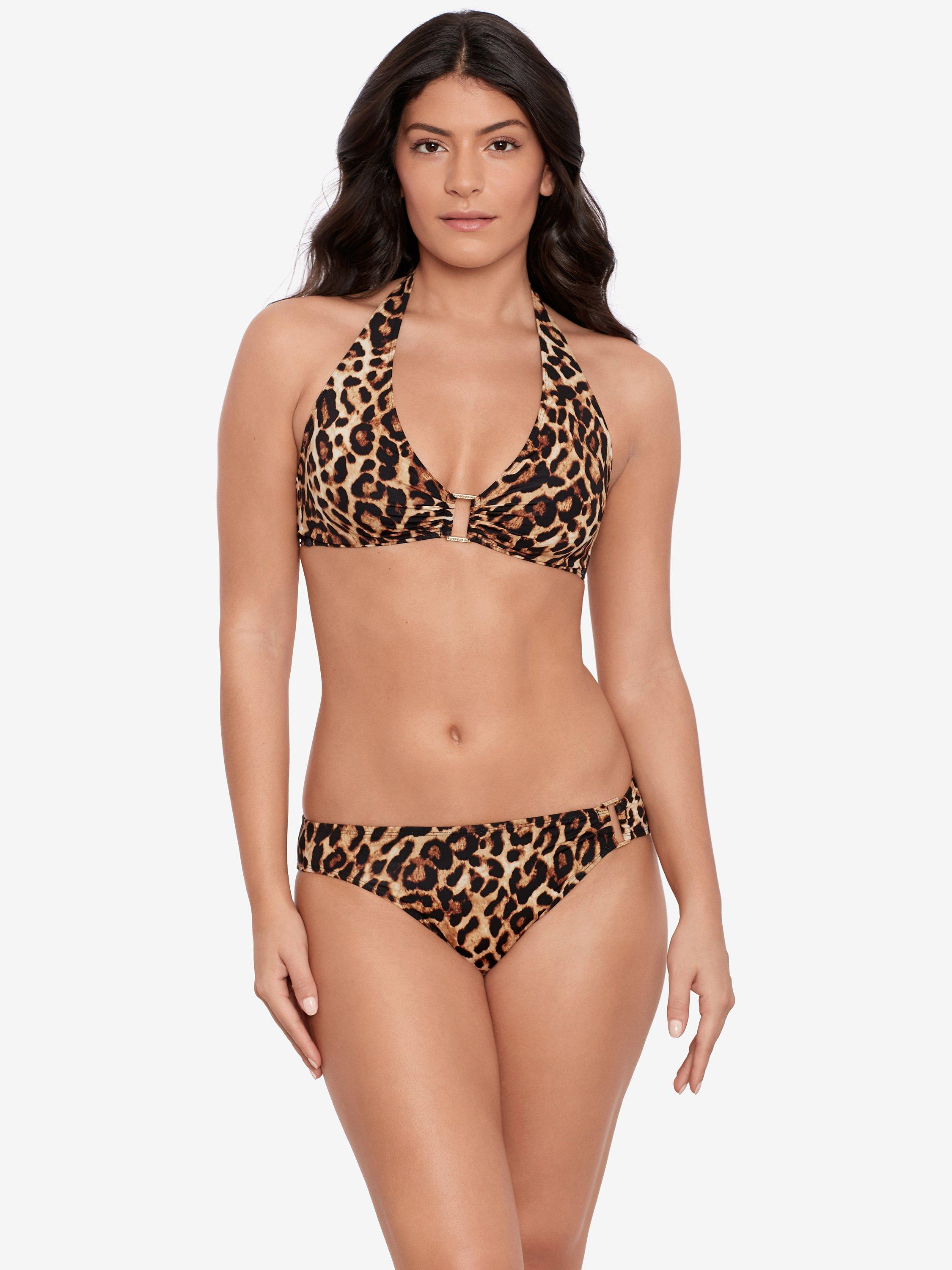 Lauren Ralph Lauren Leopard Print Ring Hipster Bikini Bottoms, Brown