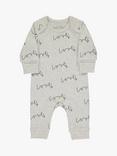 From Babies with Love Love Script Long Sleeve Baby Grow, Grey