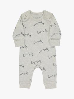 From Babies with Love Love Script Long Sleeve Baby Grow, Grey, Grey