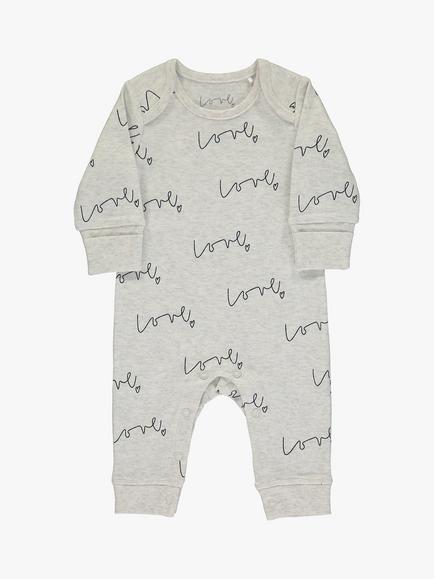 From Babies with Love Love Script Long Sleeve Baby Grow, Grey, Grey