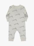 From Babies with Love Love Script Long Sleeve Baby Grow, Grey