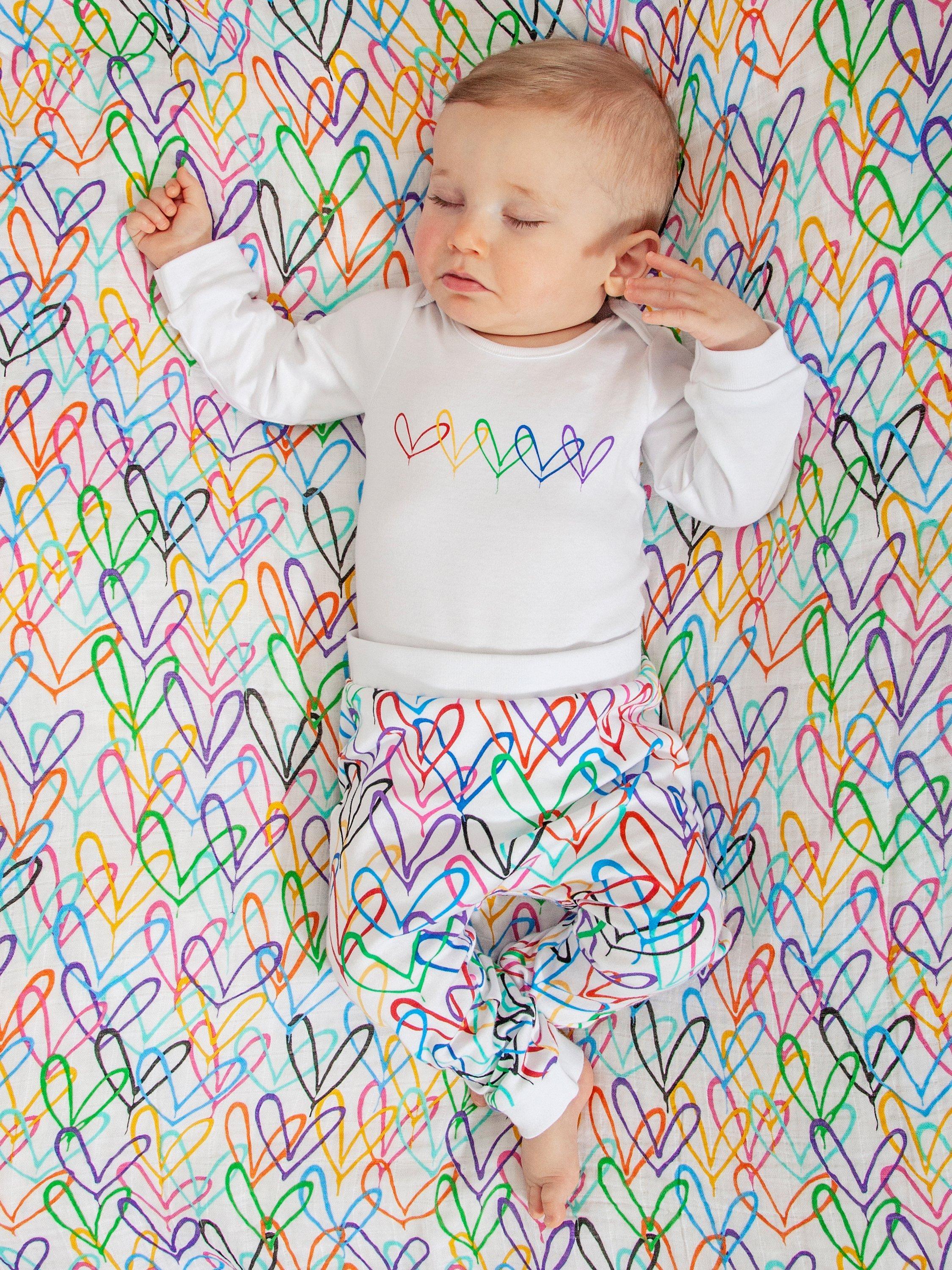 Product image 4 of 5, which shows From Babies with Love Baby Organic #Lovewall Joggers, Multi, 0-3 months