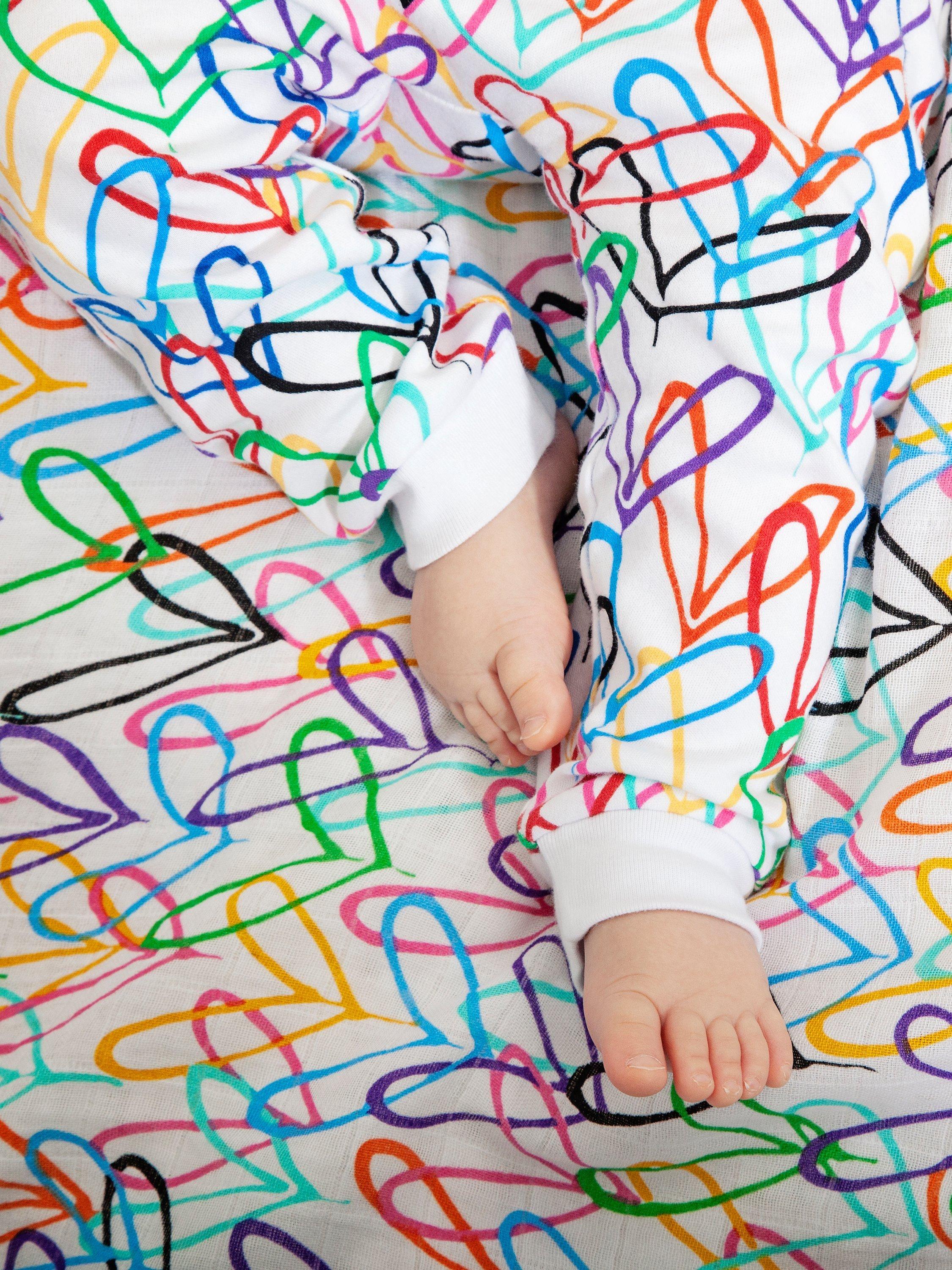 Product image 5 of 5, which shows From Babies with Love Baby Organic #Lovewall Joggers, Multi, 0-3 months