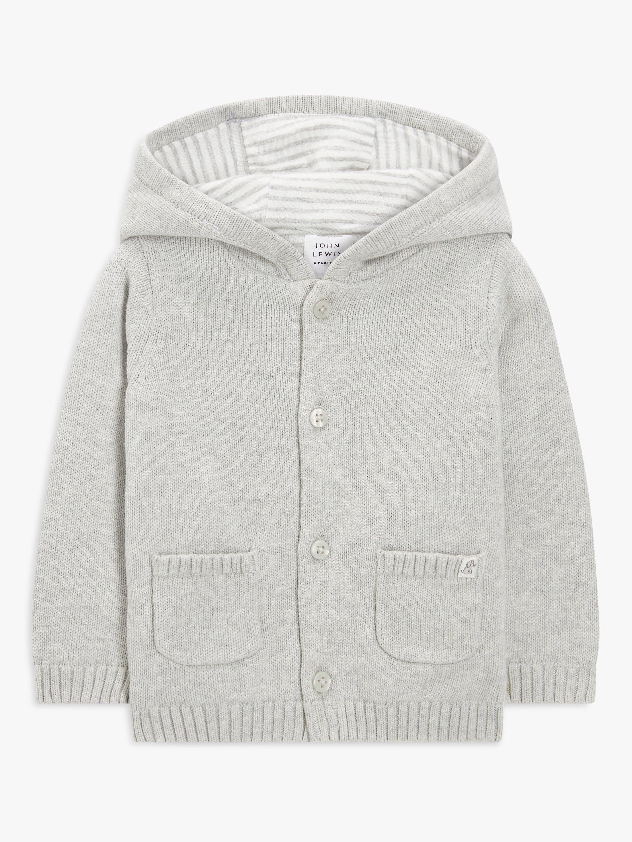 John Lewis Baby Hooded Cardigan, Grey
