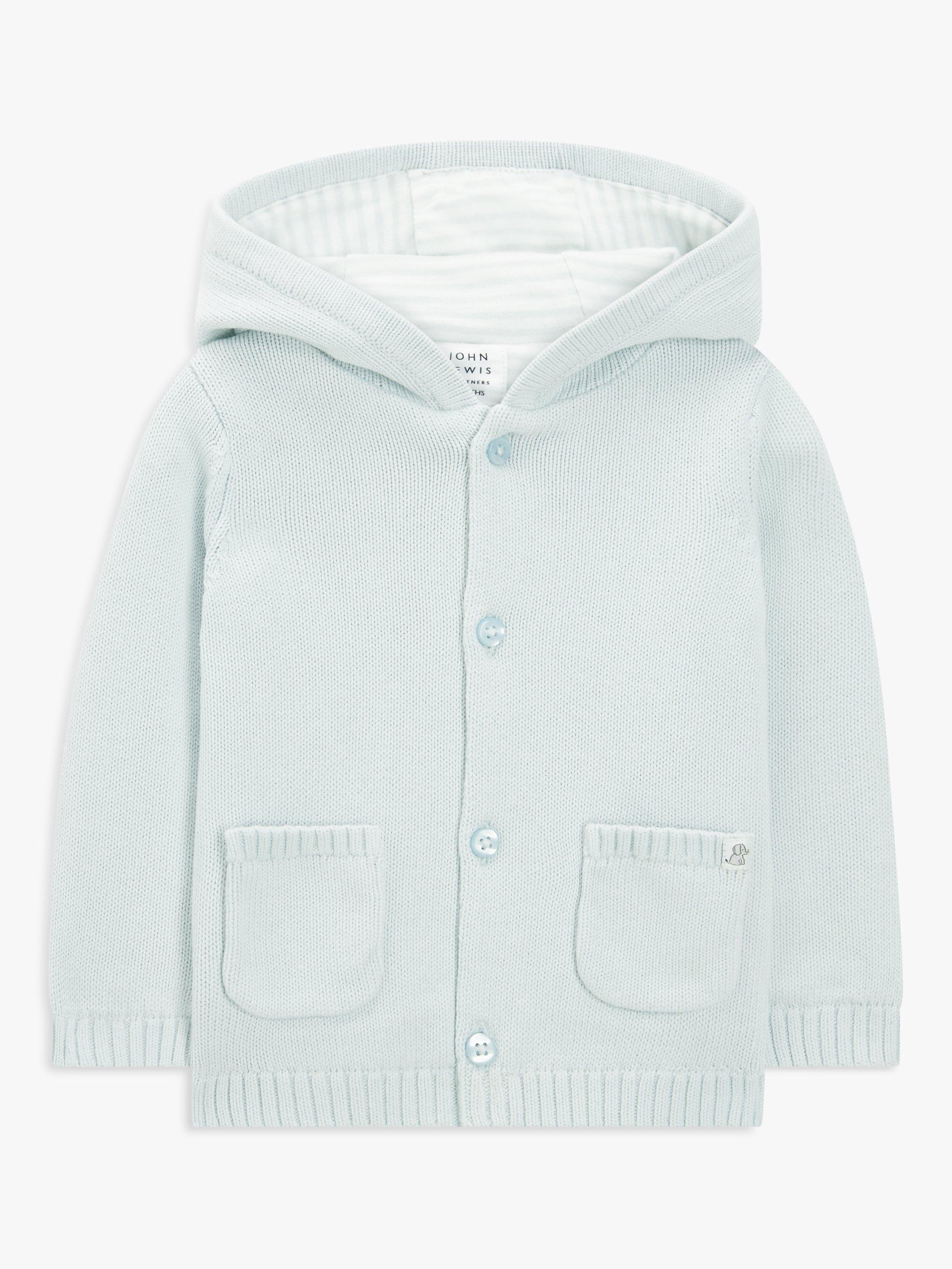 John Lewis Baby Hooded Cardigan, Light Blue, Newborn