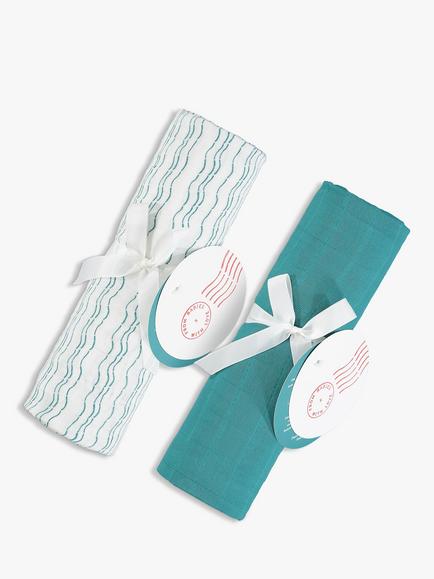 From Babies with Love Baby Waves Of Joy Shawl & Swaddling Wrap Gift Set, Neutrals, 