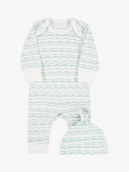 From Babies with Love Waves of Joy Babygrow, Hat & Muslin Swaddling Wrap Gift Set - view 2, Neutral