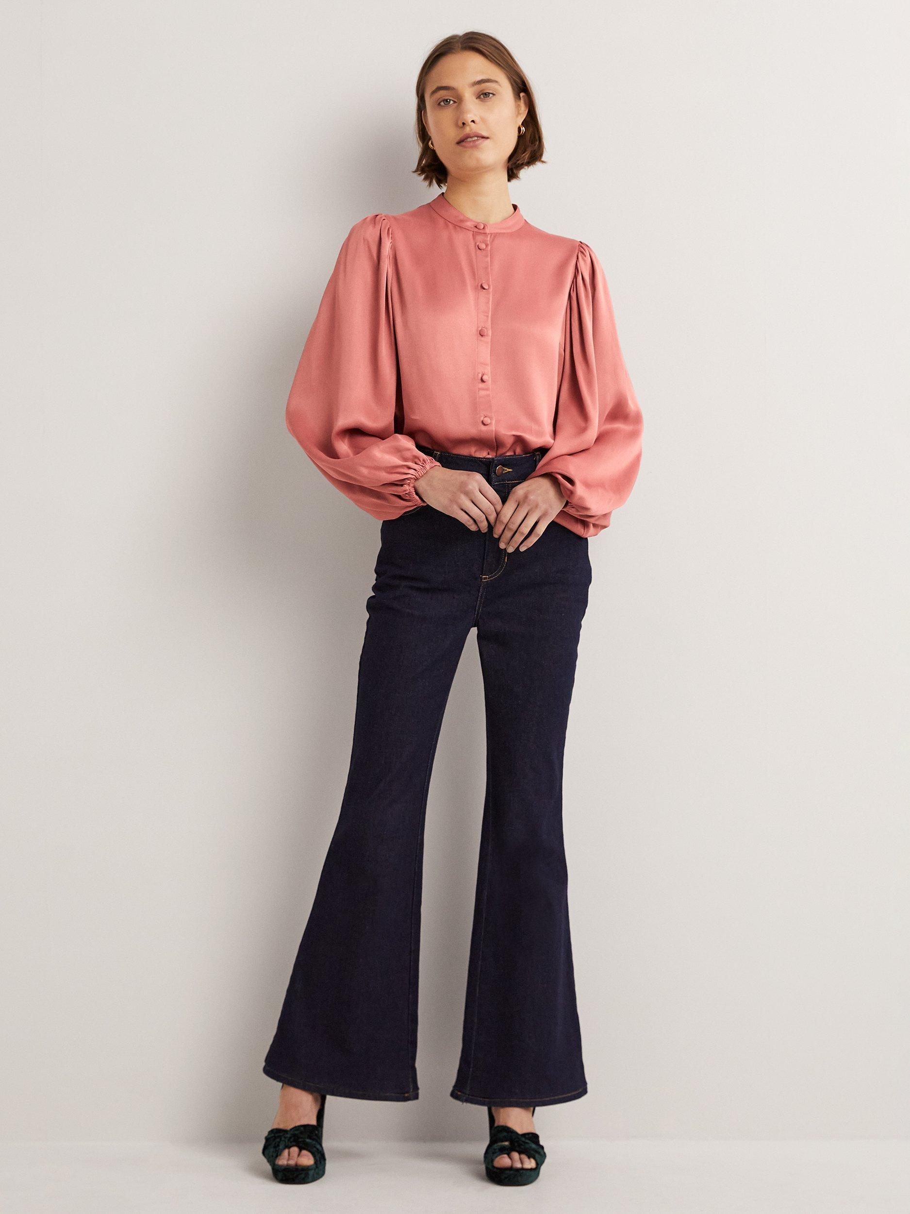 Boden Blouson Sleeve Satin Shirt, Dusty Rose