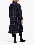 Whistles Double Breasted Check Wool Blend Coat, Navy