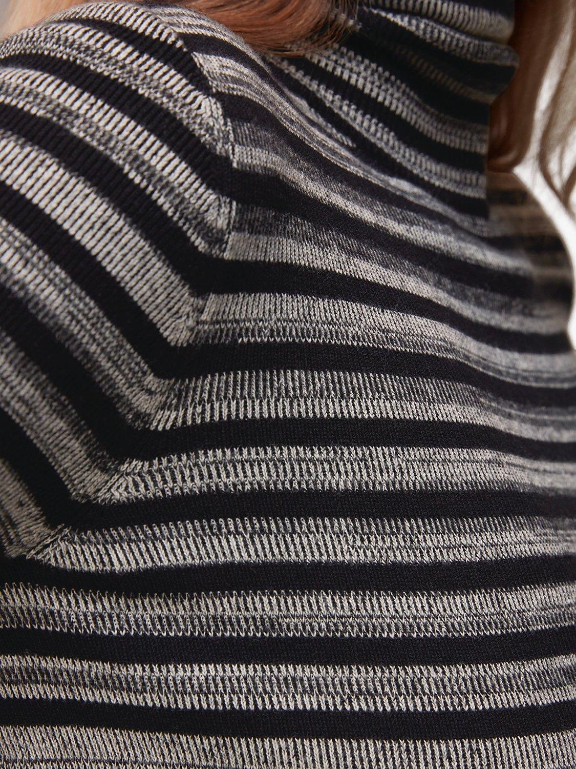 Product image 3 of 6, which shows Whistles Organic Cotton Blend Stripe Midi Dress, Black/Multi, 8