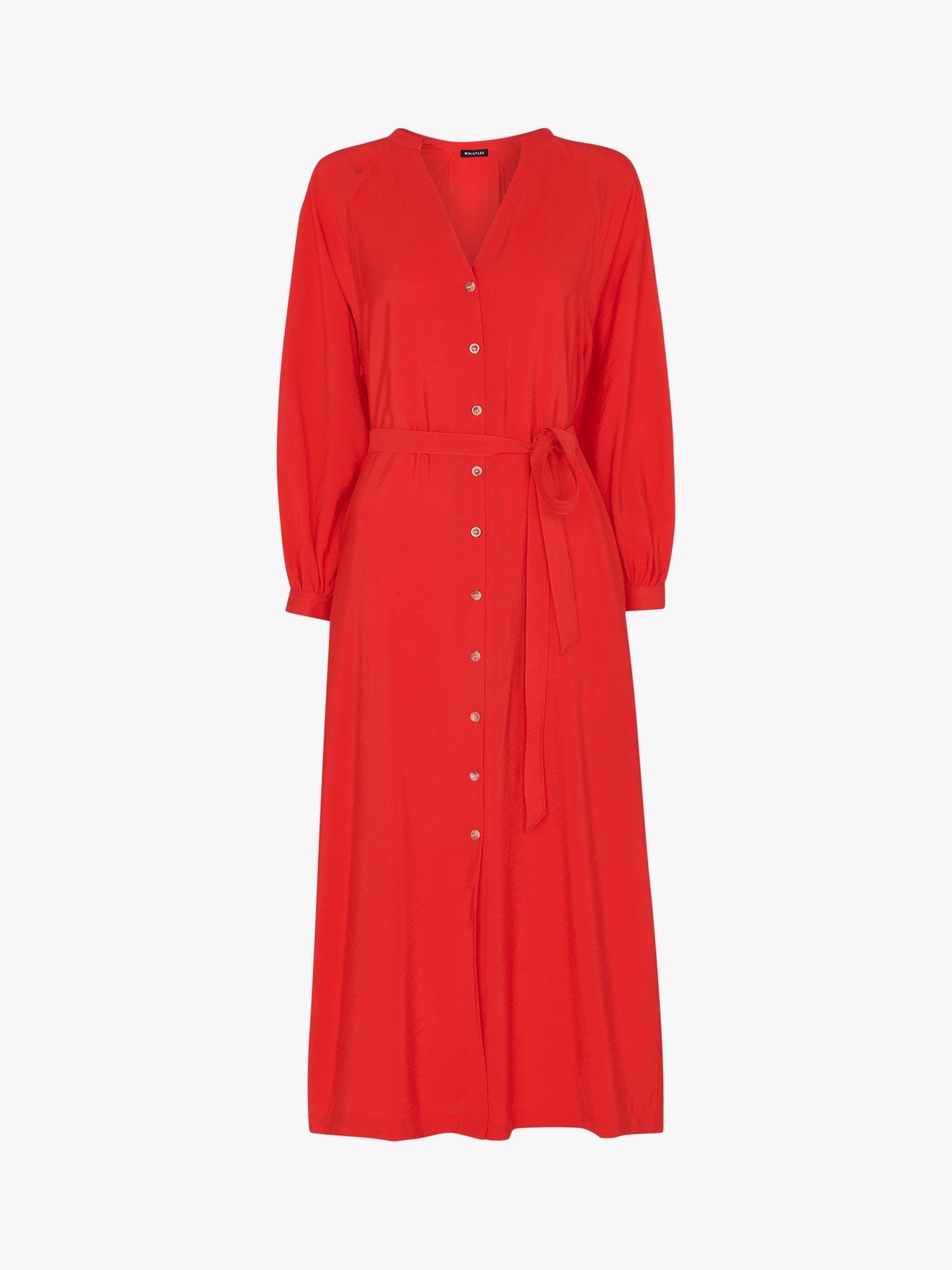 Product image 6 of 6, which shows Whistles Lizzie Midi Dress, Red, 8
