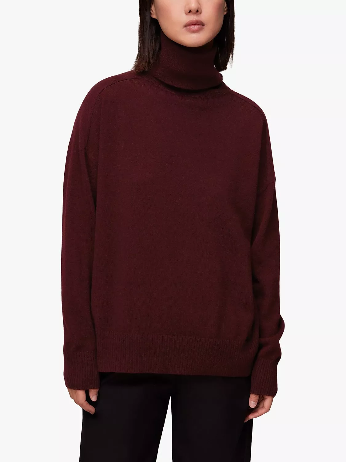 Red cashmere roll neck sales