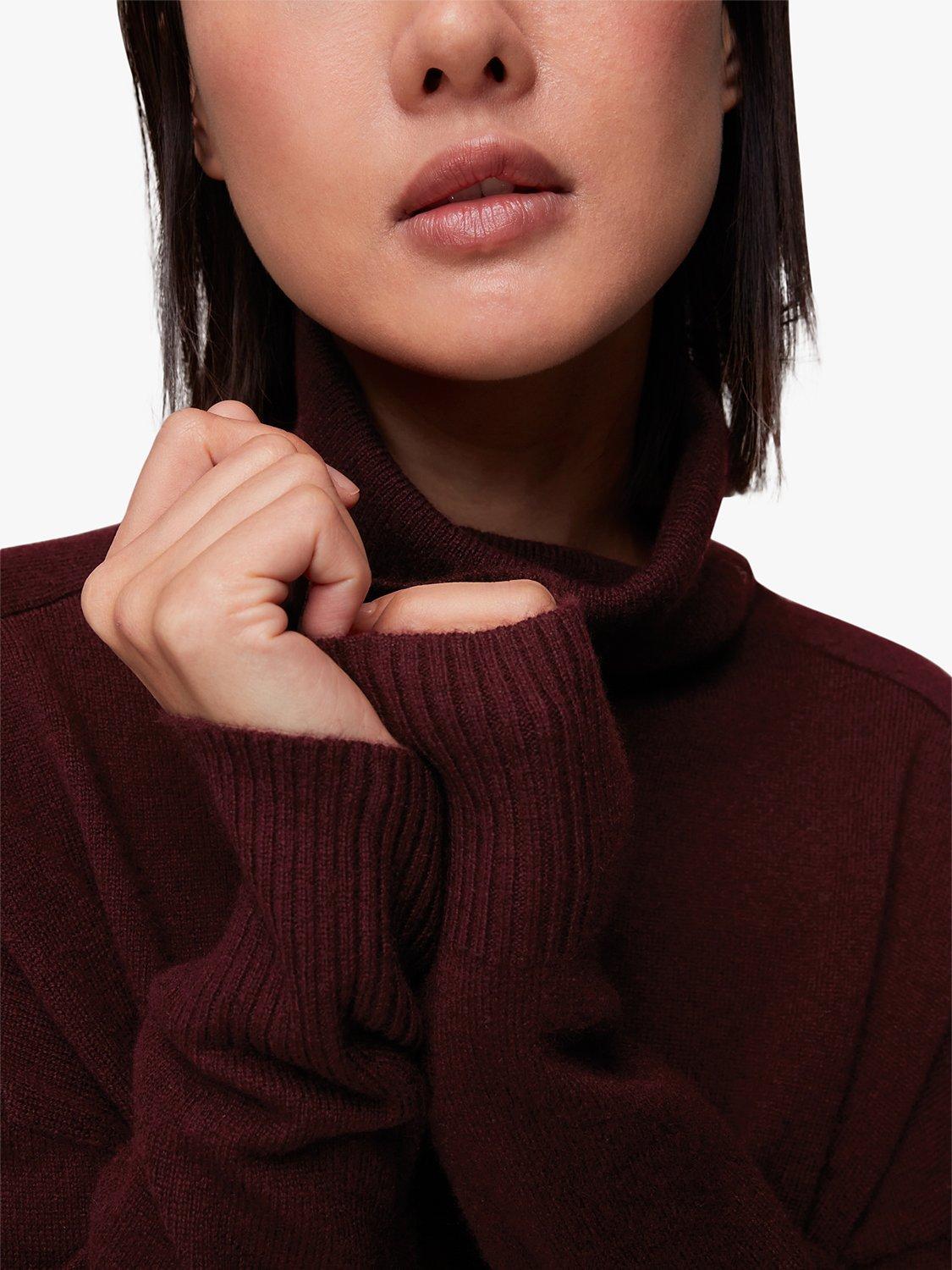 Whistles Cashmere Roll Neck Jumper Burgundy