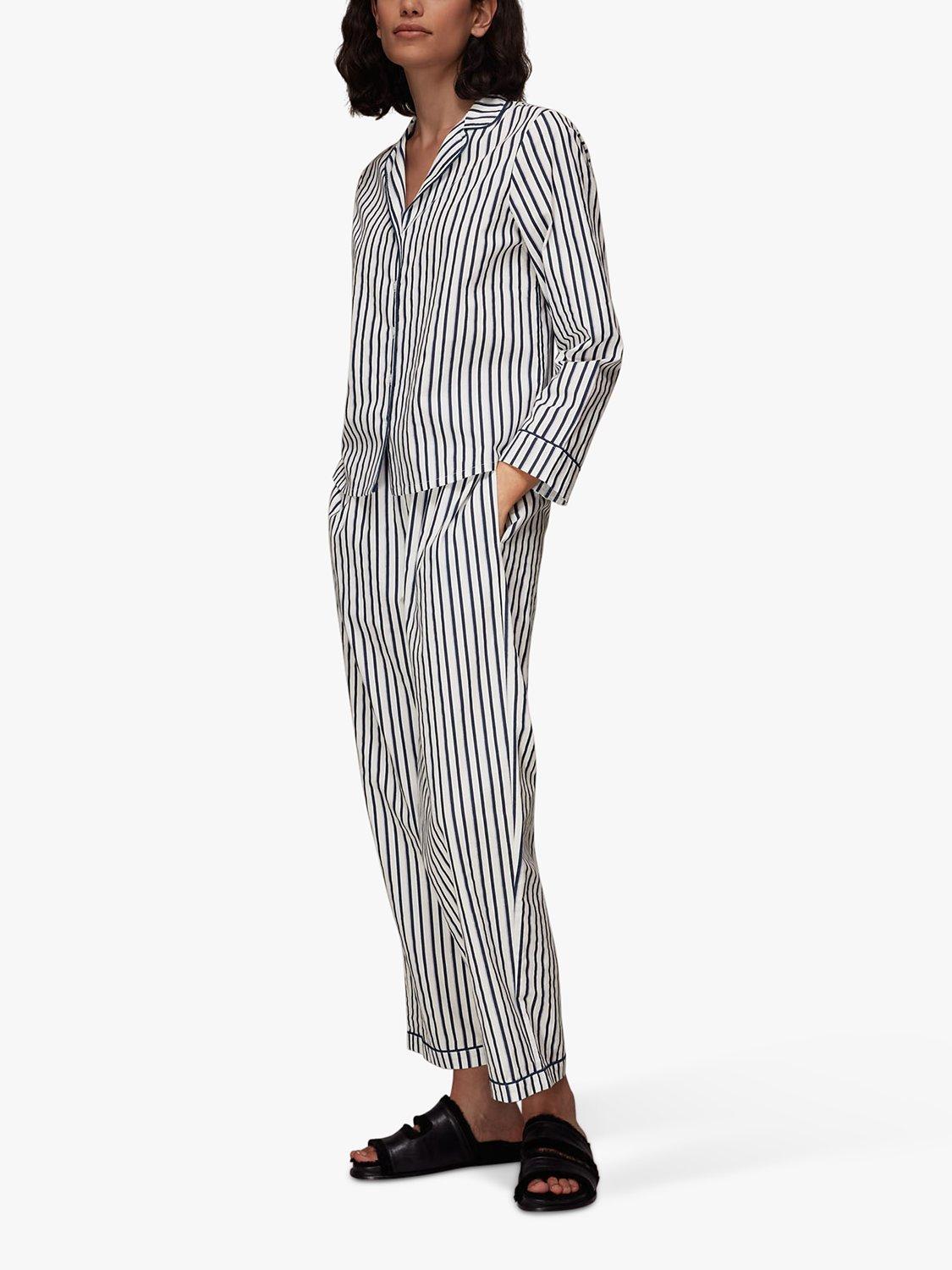 Whistles Winter Striped Pyjamas, White/Navy