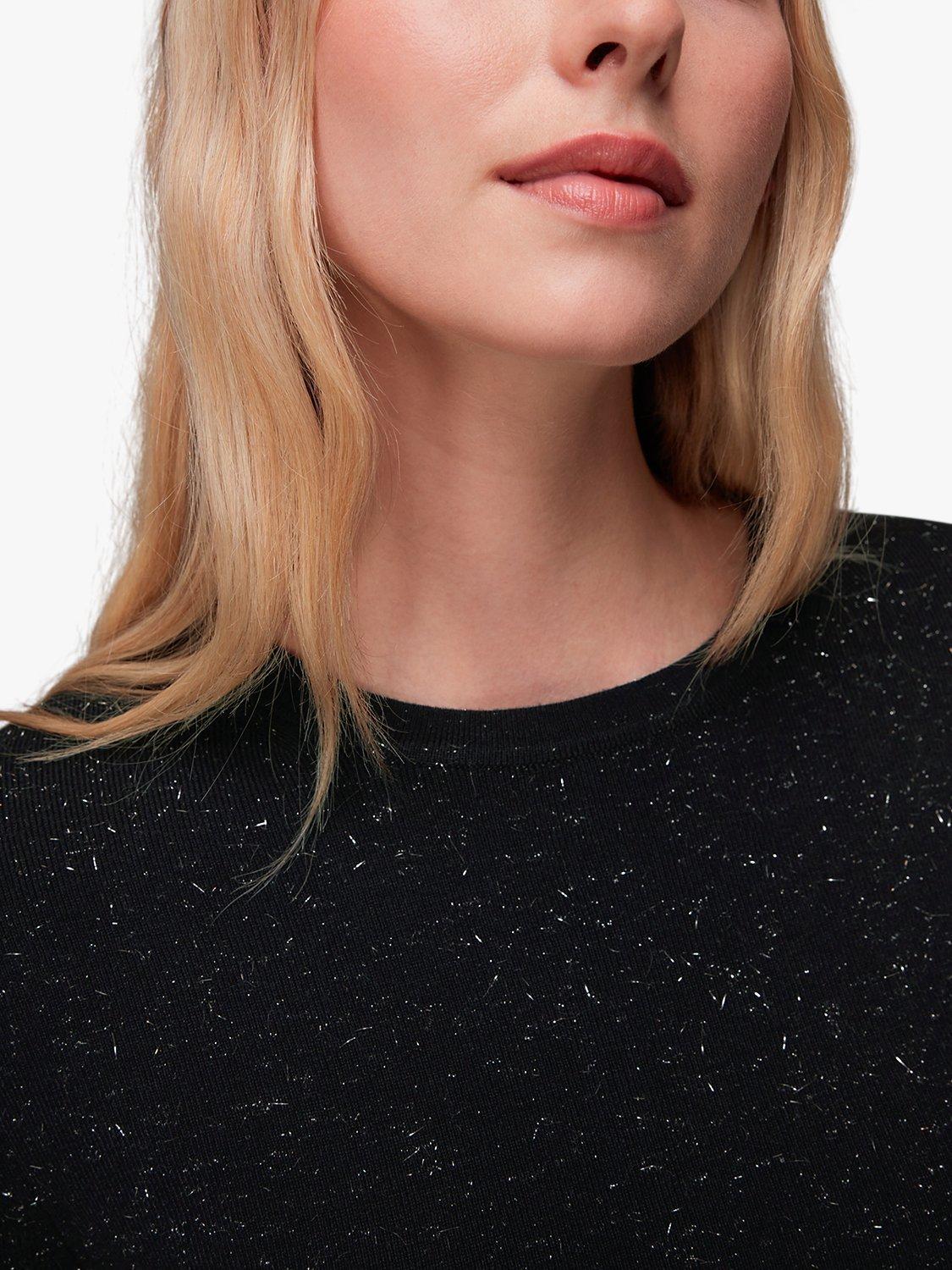 Product image 4 of 7, which shows Whistles Annie Sparkle Knitted Dress, Black, 6
