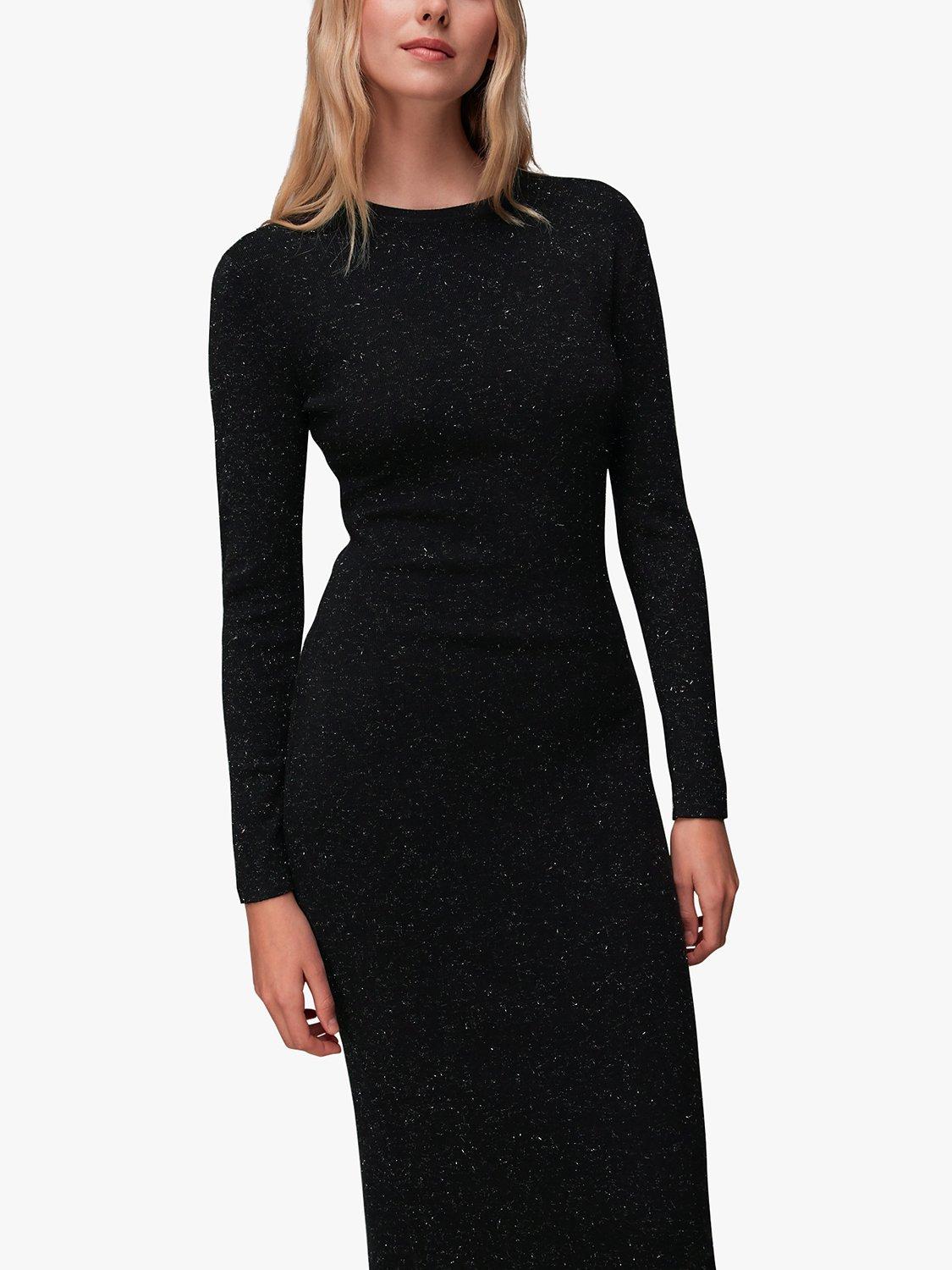 Product image 5 of 7, which shows Whistles Annie Sparkle Knitted Dress, Black, 6