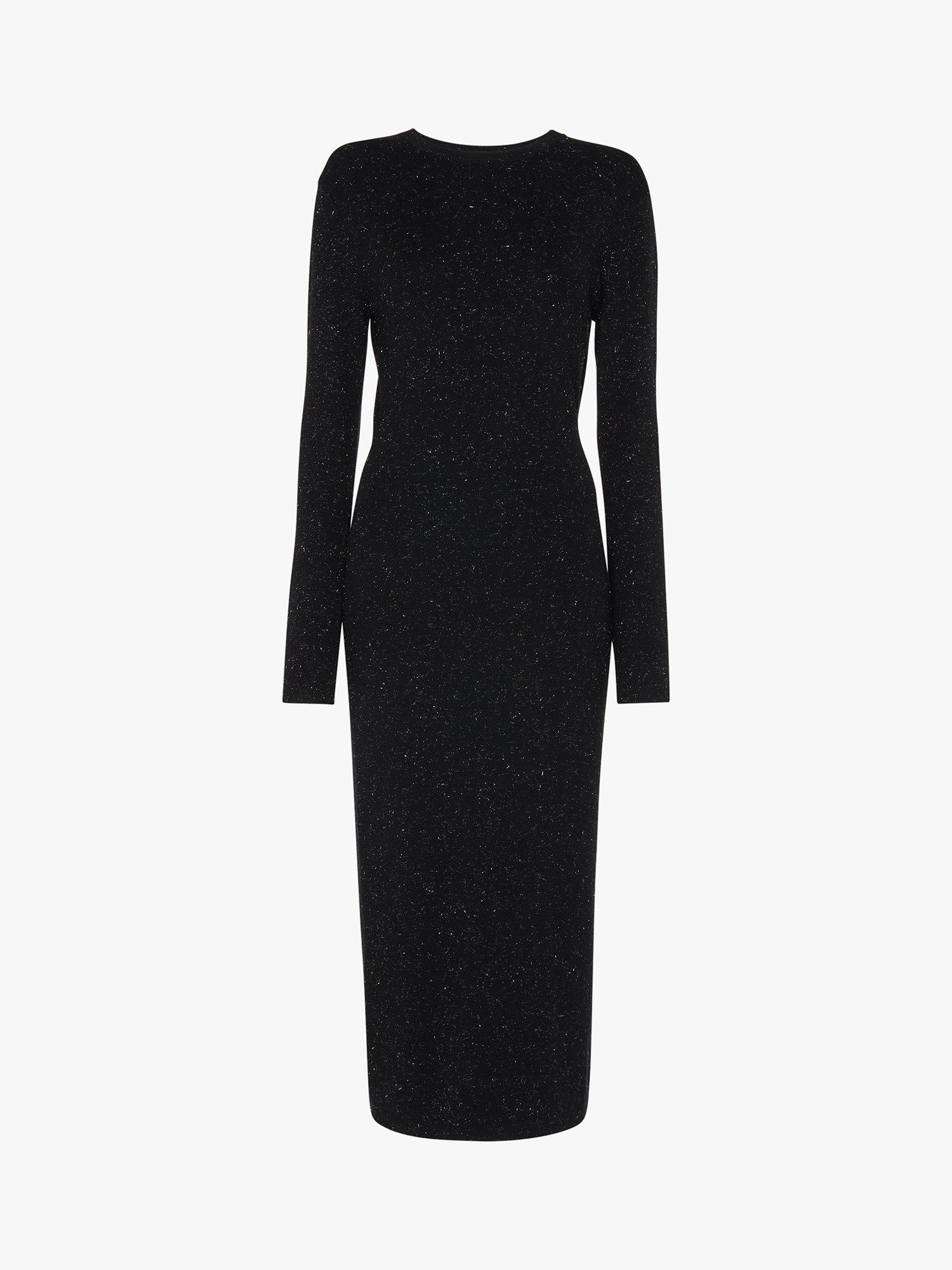 Product image 6 of 7, which shows Whistles Annie Sparkle Knitted Dress, Black, 6