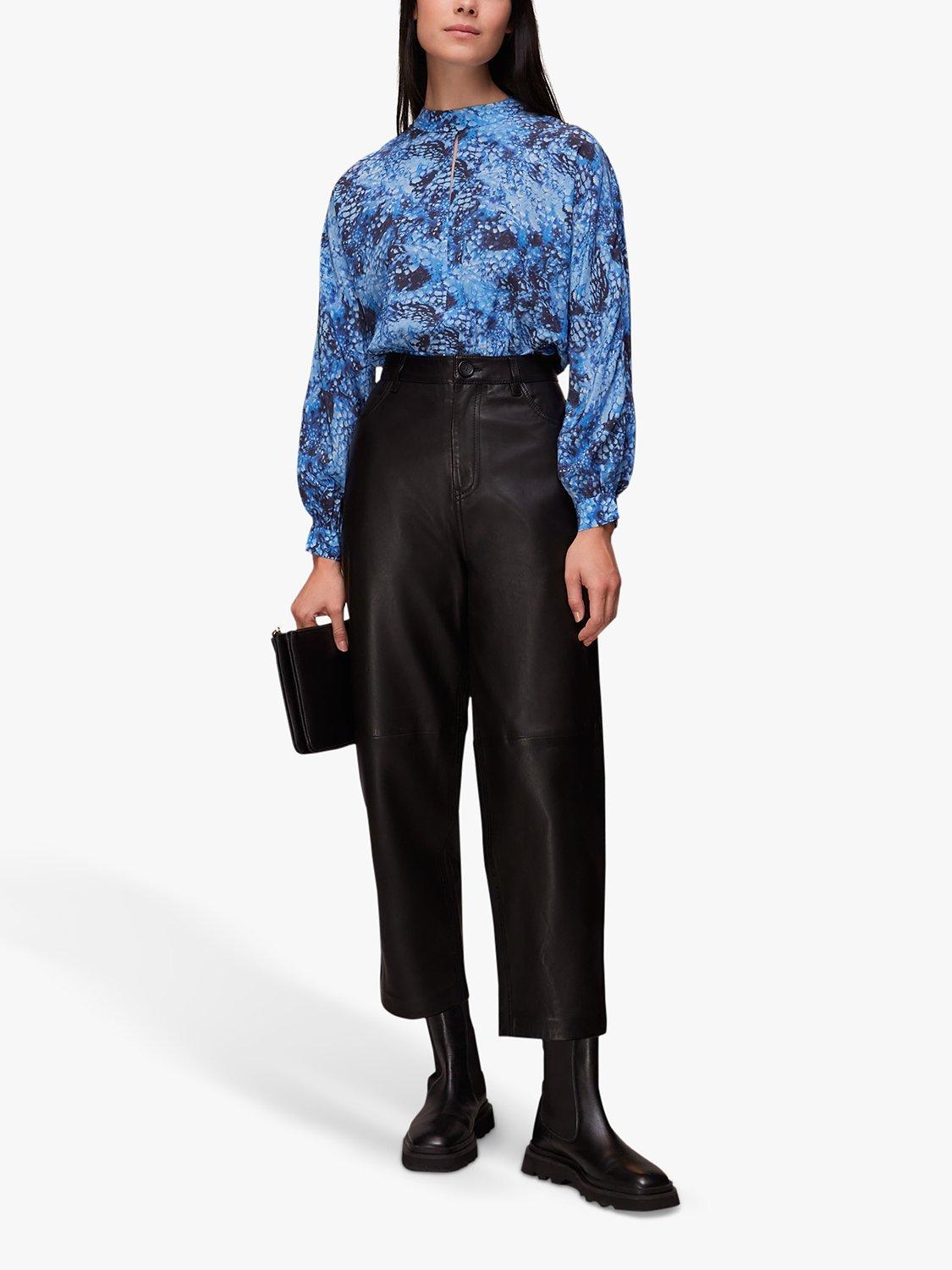 Whistles Snow Flurry Print Silk Top, Blue/Multi