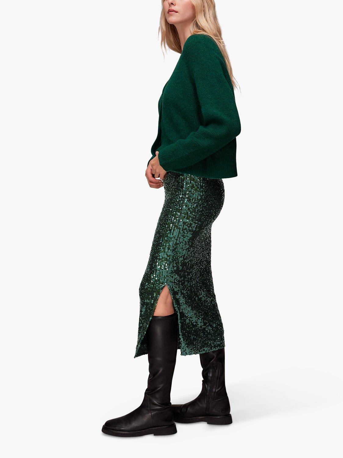 Whistles Sequin Column Midi Skirt