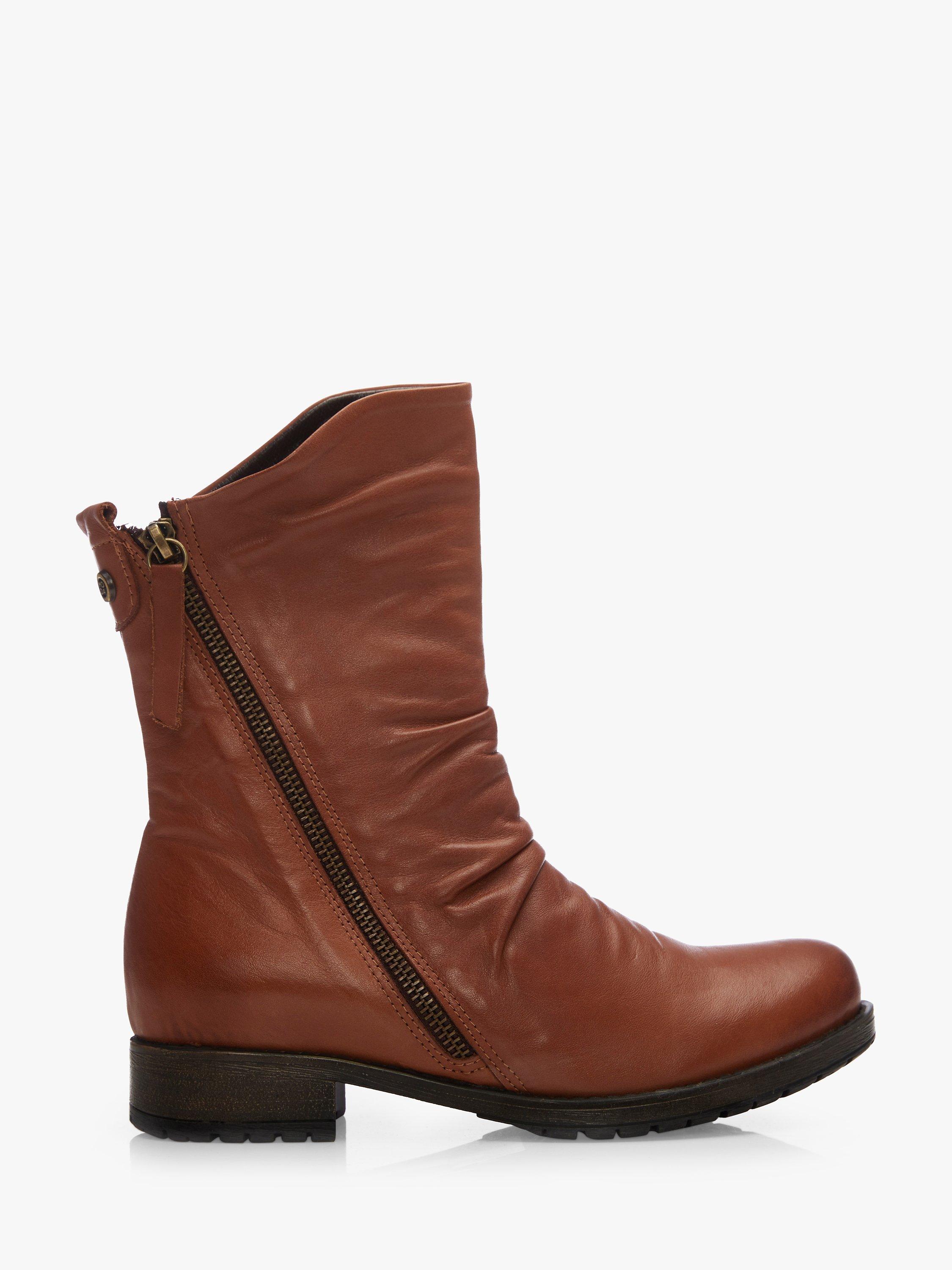 Moda in Pelle Brenda Ruched Leather Ankle Boots, Tan