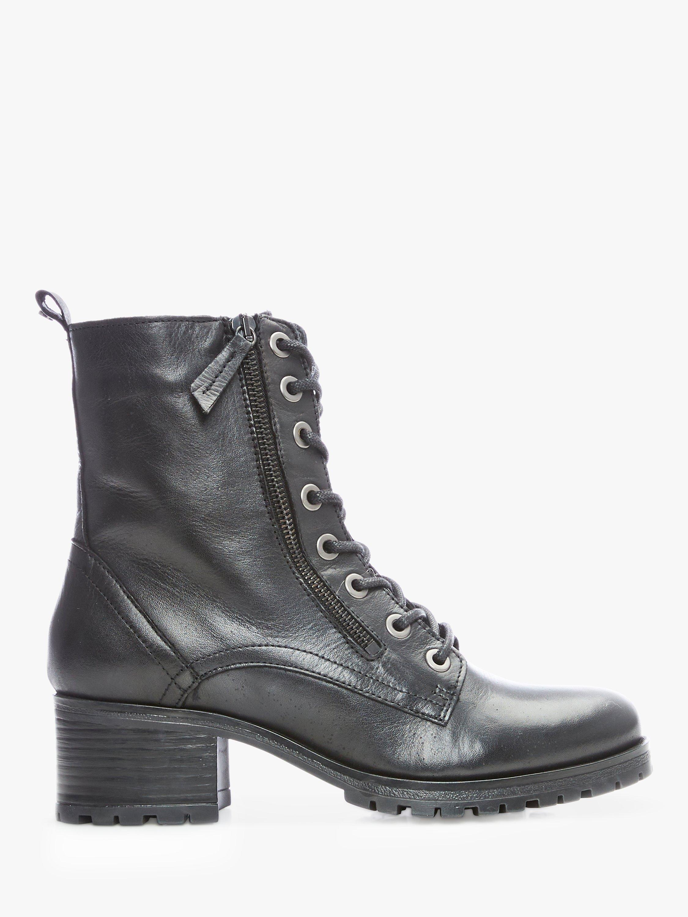 Moda in Pelle Beretta Leather Lace Up Ankle Boots, Black
