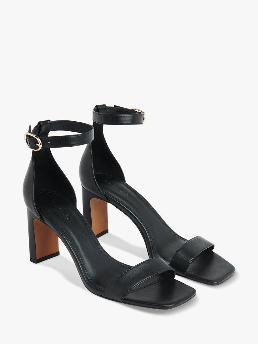 Product image 2 of 4, which shows Whistles Lena Leather Heeled Sandals, Black, 6
