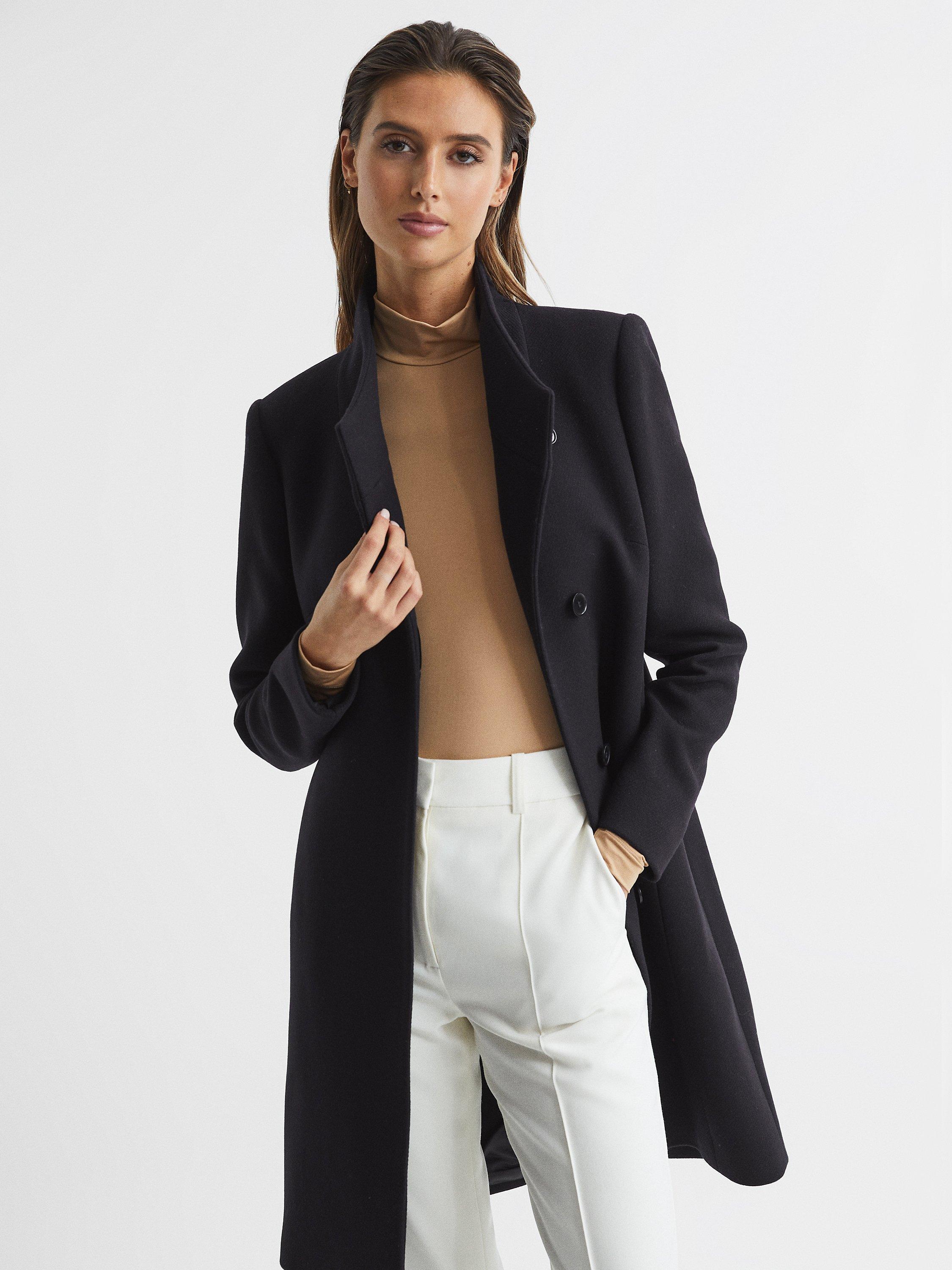 Reiss Mia Long Wool Coat, Navy