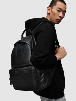 AllSaints Carabiner Leather Backpack, Black - view 2, 