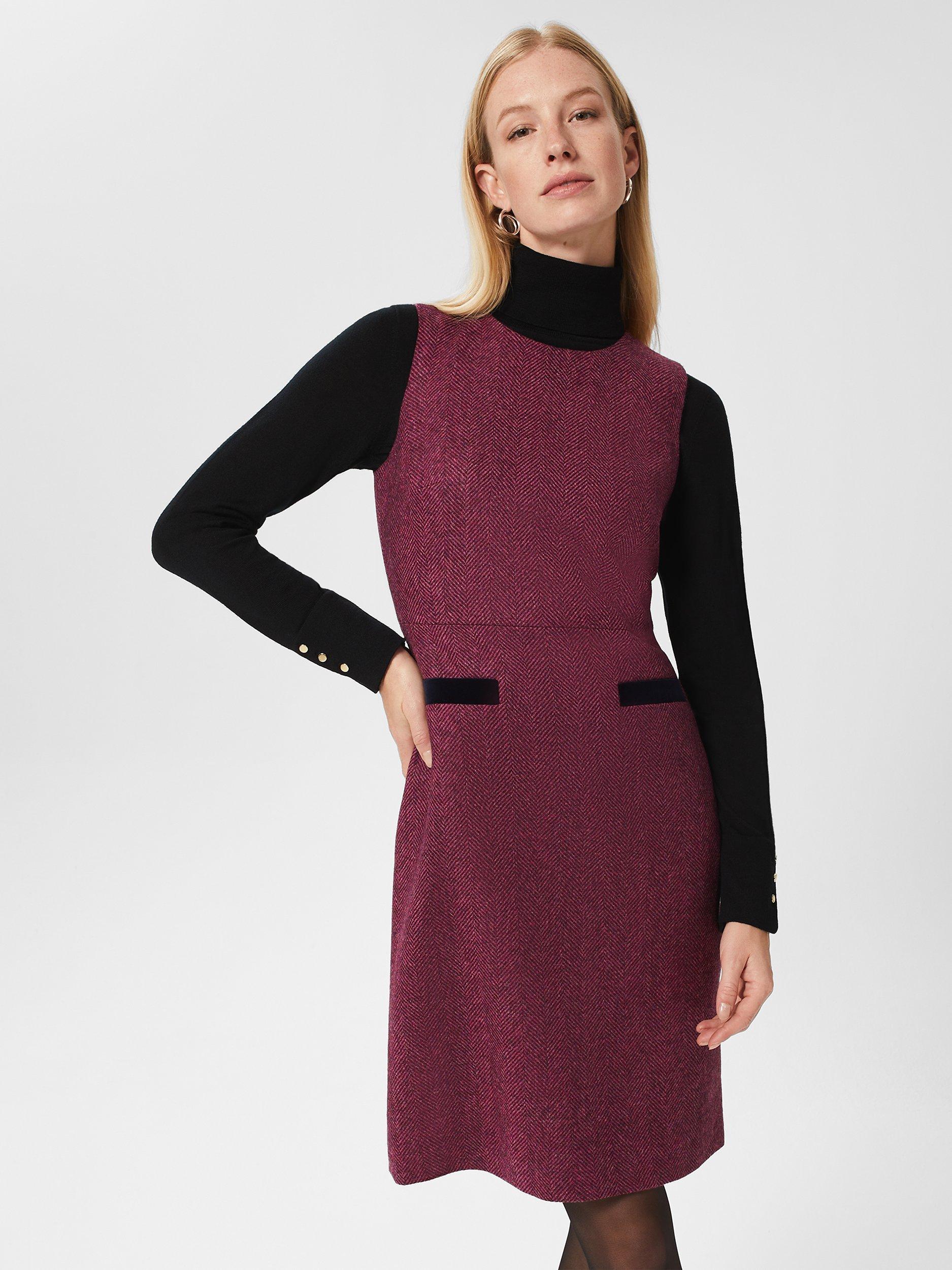 Hobbs Lucia Wool A Line Dress Purple