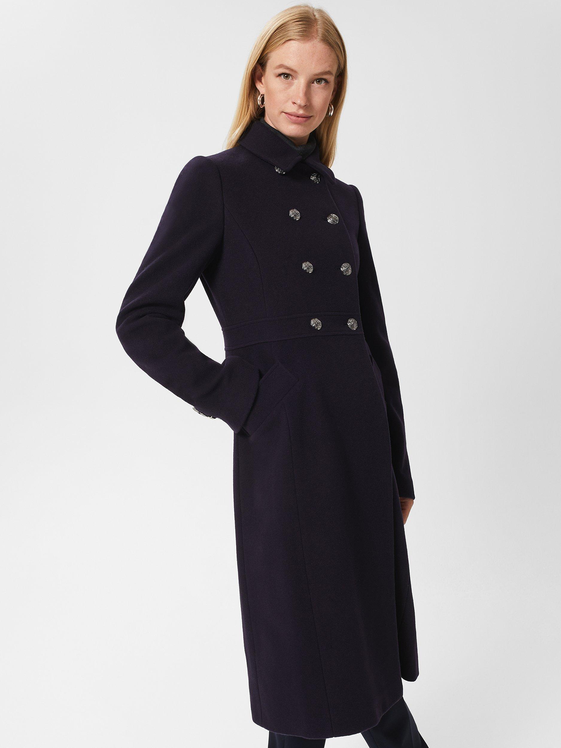 Hobbs Cindy Wool Blend Tailored Coat, Navy